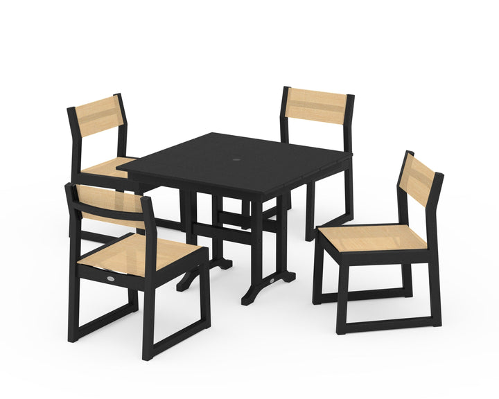 POLYWOOD® EDGE Sling Side Chair 5-Piece Farmhouse Dining Set