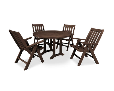 Vineyard Folding Chair 5-Piece Round Dining Set with Trestle Legs