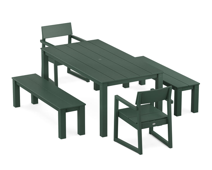 POLYWOOD® EDGE 5-Piece Parsons Dining Set with Benches
