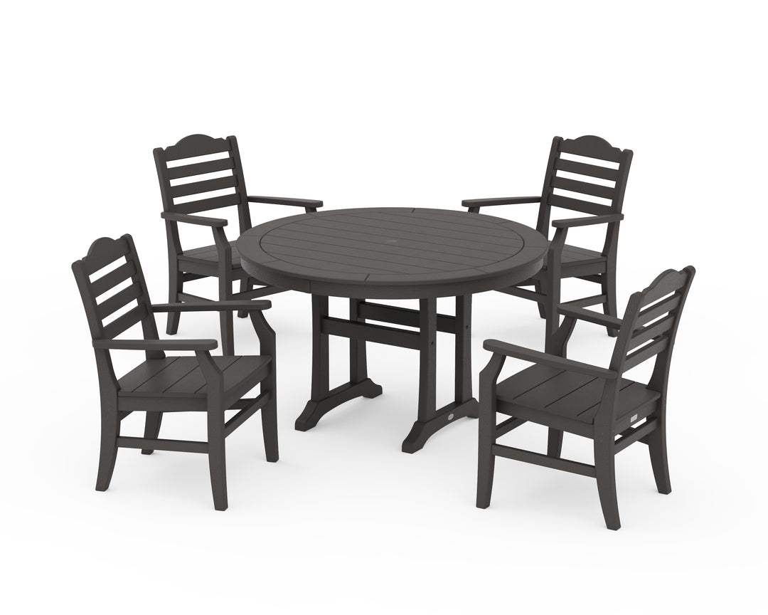 POLYWOOD® Savannah 5-Piece Round Dining Set with Trestle Legs