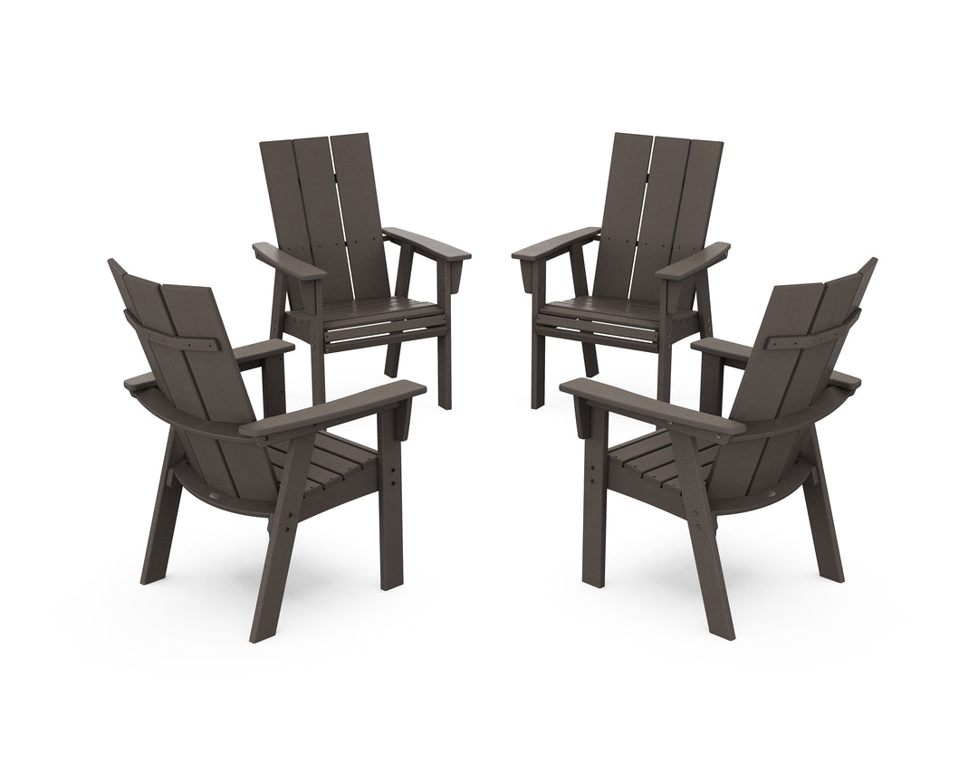 POLYWOOD® Modern 4-Piece Curveback Upright Adirondack Conversation Set