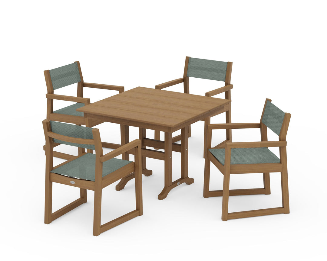 POLYWOOD® EDGE Sling Arm Chair 5-Piece Farmhouse Dining Set