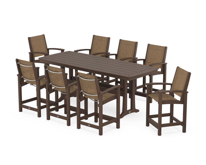 POLYWOOD® Coastal 9-Piece Counter Set with Trestle Legs
