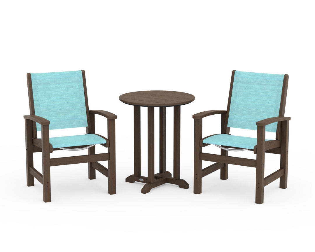 POLYWOOD® Coastal 3-Piece Round Bistro Dining Set