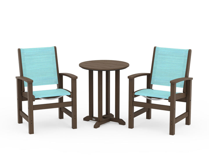 POLYWOOD® Coastal 3-Piece Round Bistro Dining Set