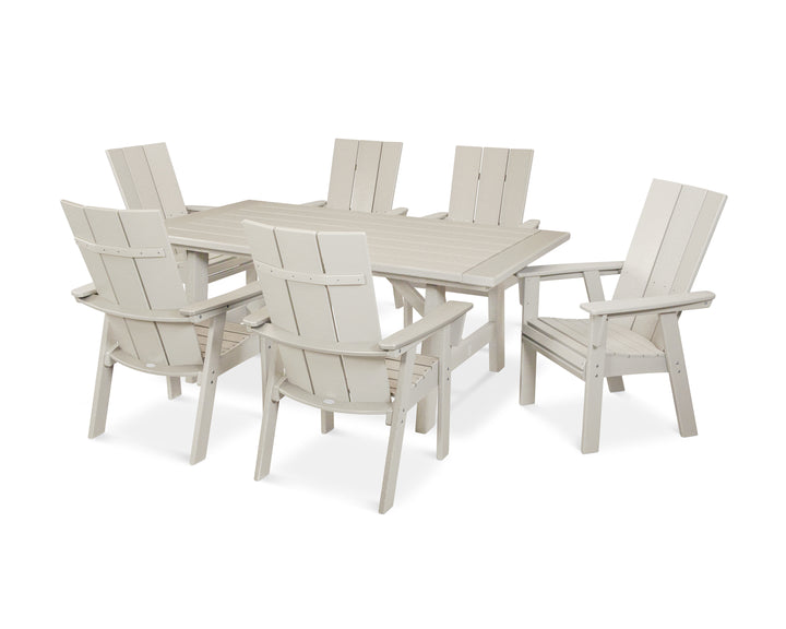 POLYWOOD® Modern Curveback Adirondack 7-Piece Rustic Farmhouse Dining Set