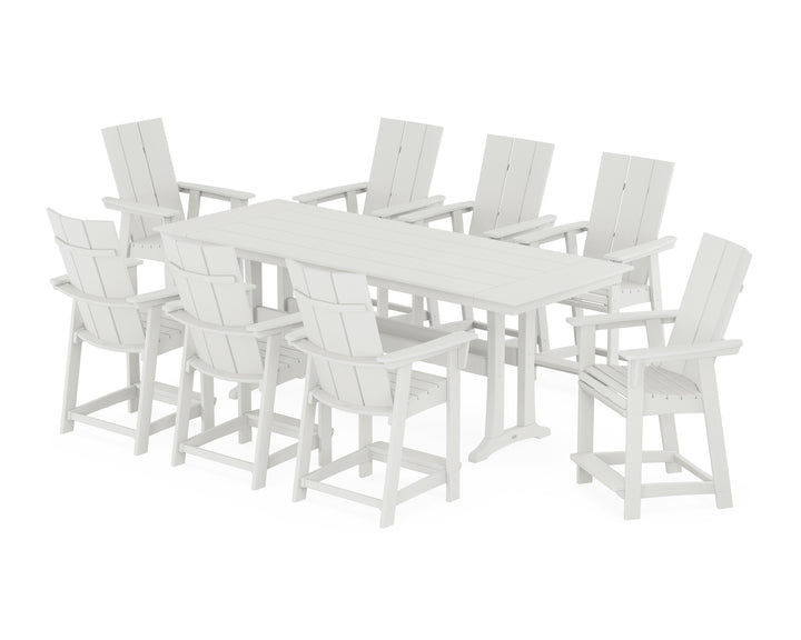 POLYWOOD® Modern Curveback Adirondack 9-Piece Farmhouse Counter Set with Trestle Legs