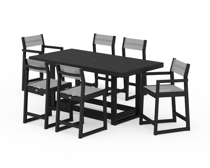 POLYWOOD® EDGE Sling 7-Piece Counter Table Set