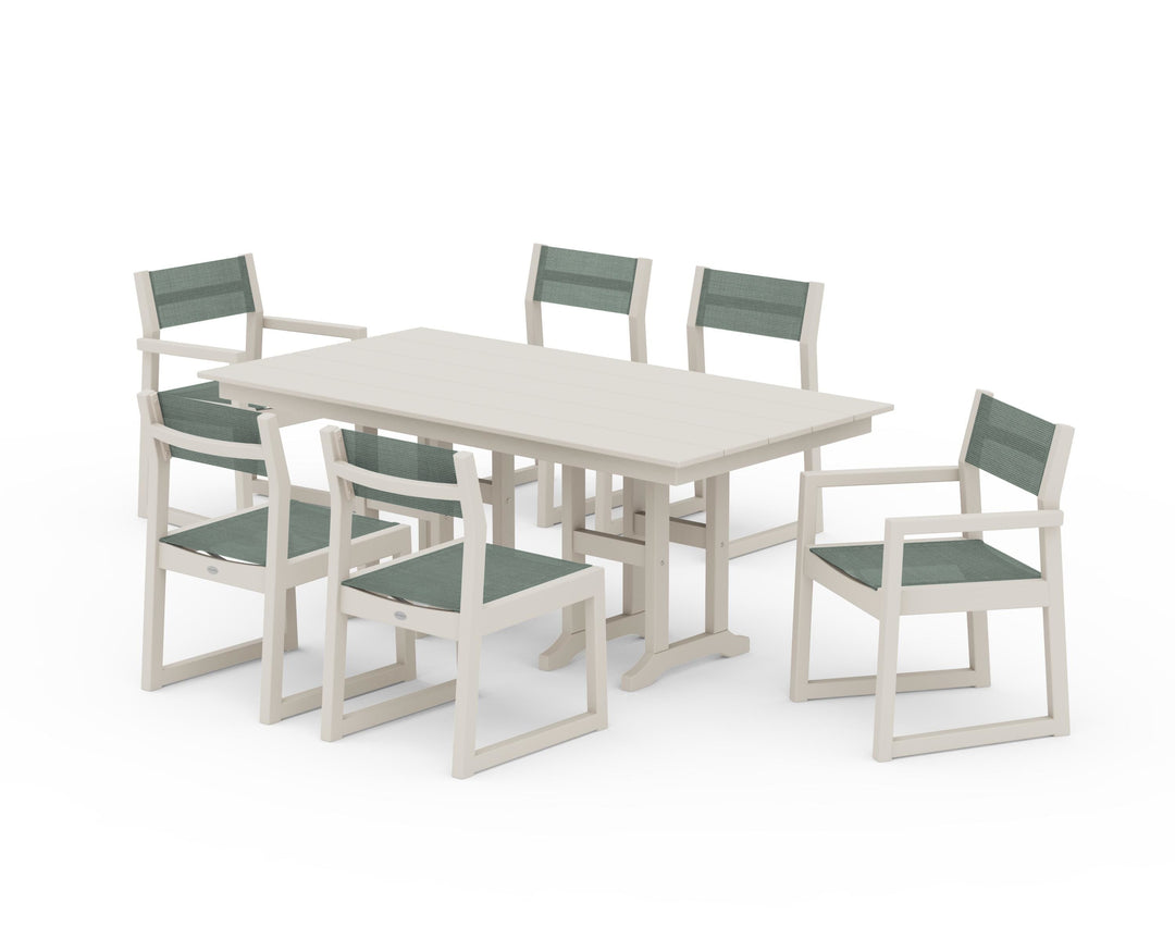 POLYWOOD® EDGE Sling 7-Piece Farmhouse Dining Set