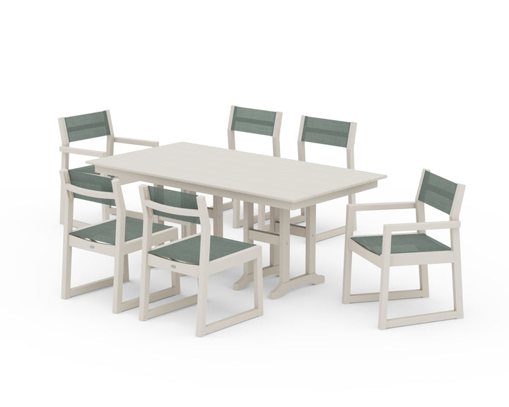 POLYWOOD® EDGE Sling 7-Piece Farmhouse Dining Set