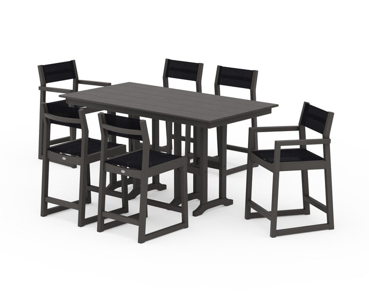 POLYWOOD® EDGE Sling 7-Piece Farmhouse Counter Set