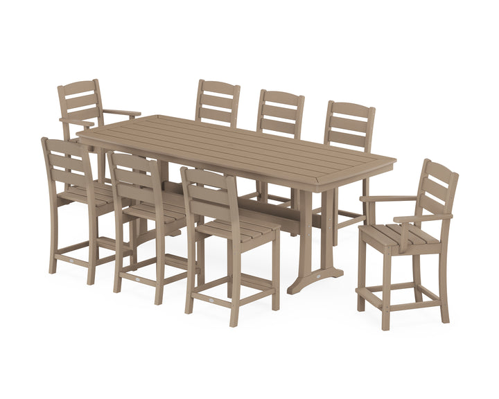 POLYWOOD® Lakeside 9-Piece Counter Set with Trestle Legs