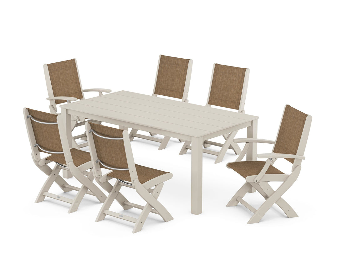 POLYWOOD® Coastal Folding Chair 7-Piece Parsons Dining Set