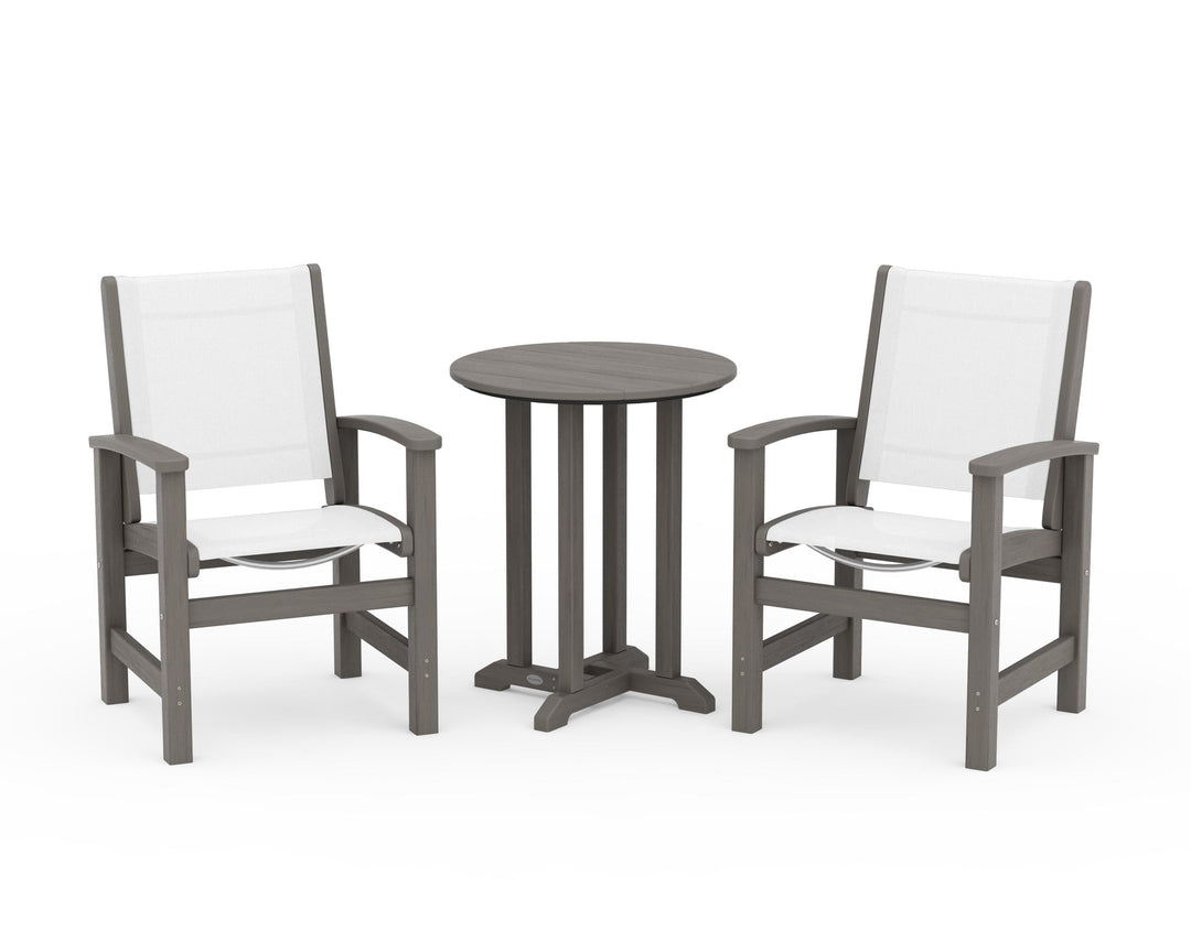 POLYWOOD® Coastal 3-Piece Round Bistro Dining Set