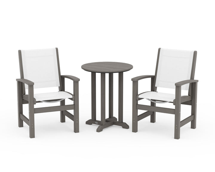 POLYWOOD® Coastal 3-Piece Round Bistro Dining Set