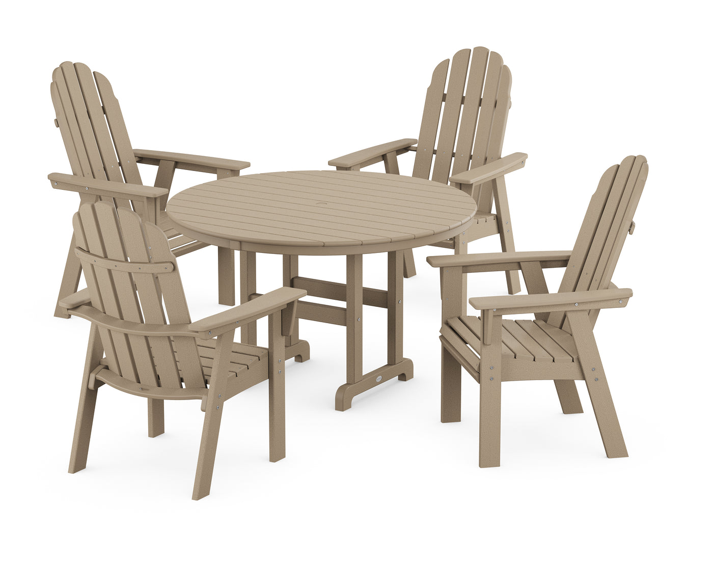 Vineyard Curveback Adirondack 5-Piece Round Farmhouse Dining Set