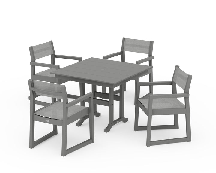 POLYWOOD® EDGE Sling Arm Chair 5-Piece Farmhouse Dining Set