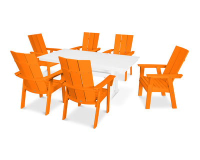 Modern Curveback Adirondack 7-Piece Farmhouse Dining Set with Trestle Legs