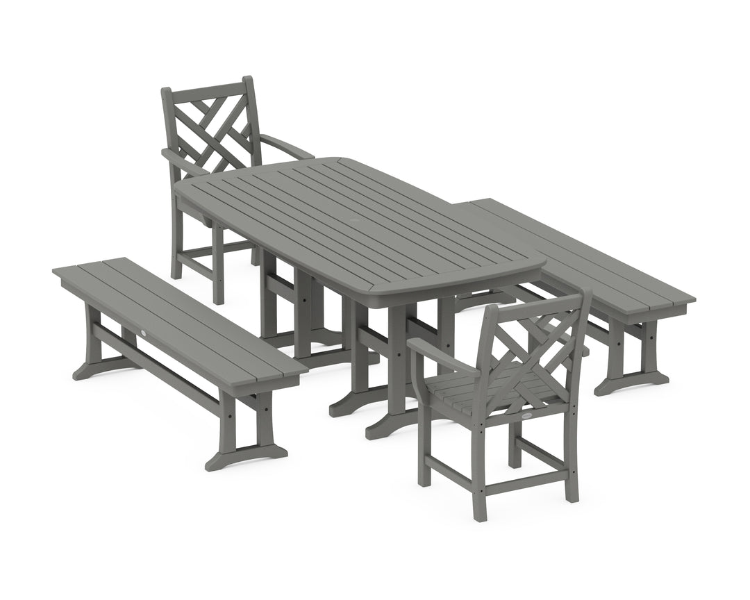 POLYWOOD® Chippendale 5-Piece Dining Set with Benches