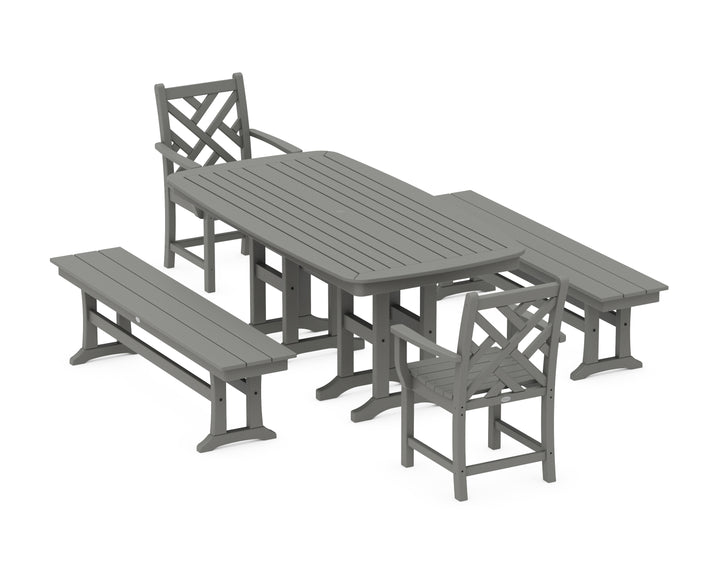 POLYWOOD® Chippendale 5-Piece Dining Set with Benches
