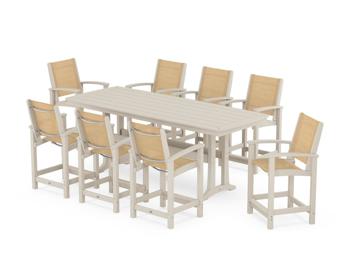 POLYWOOD® Coastal 9-Piece Counter Set with Trestle Legs