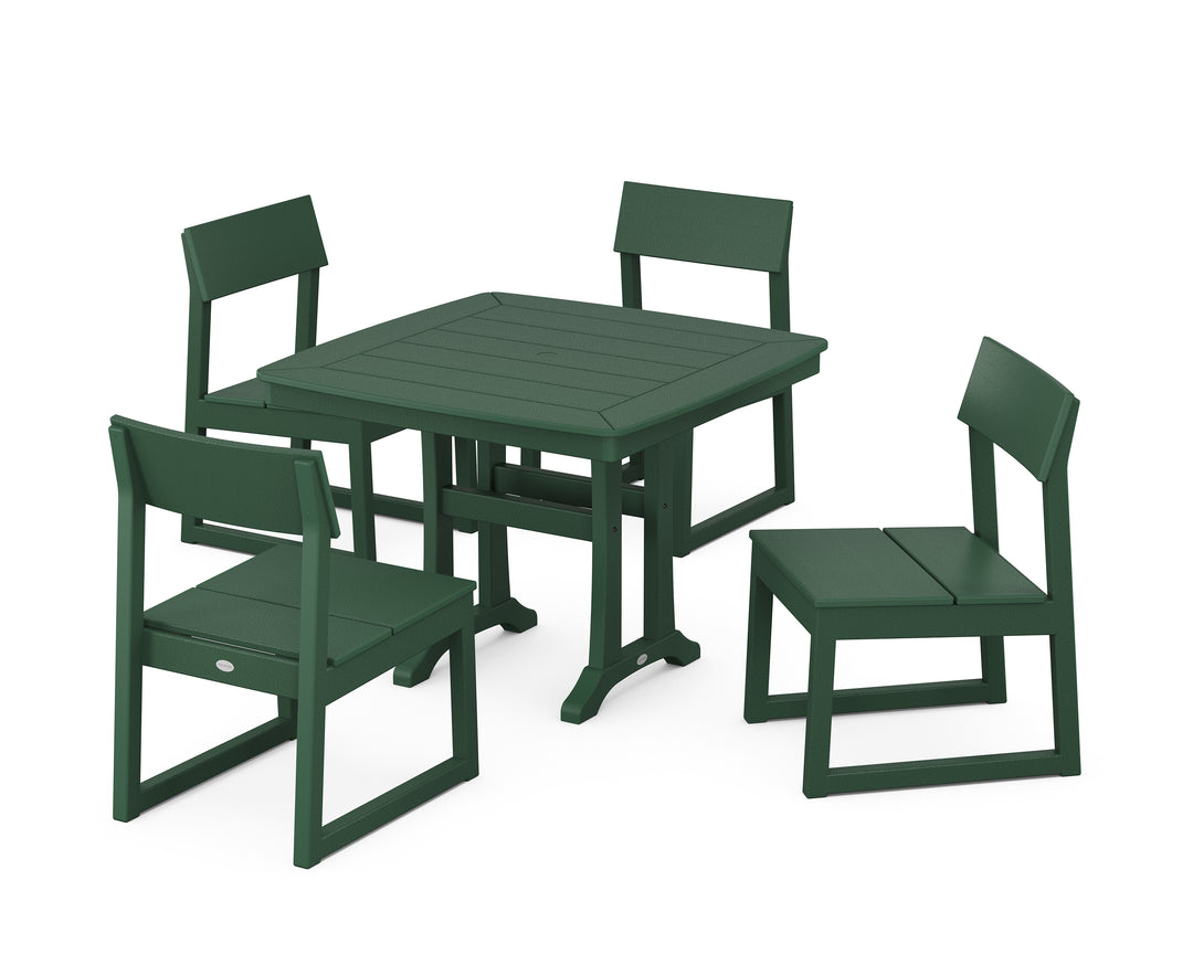 POLYWOOD® EDGE Side Chair 5-Piece Dining Set with Trestle Legs