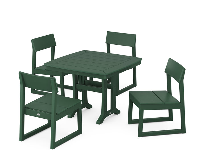 POLYWOOD® EDGE Side Chair 5-Piece Dining Set with Trestle Legs