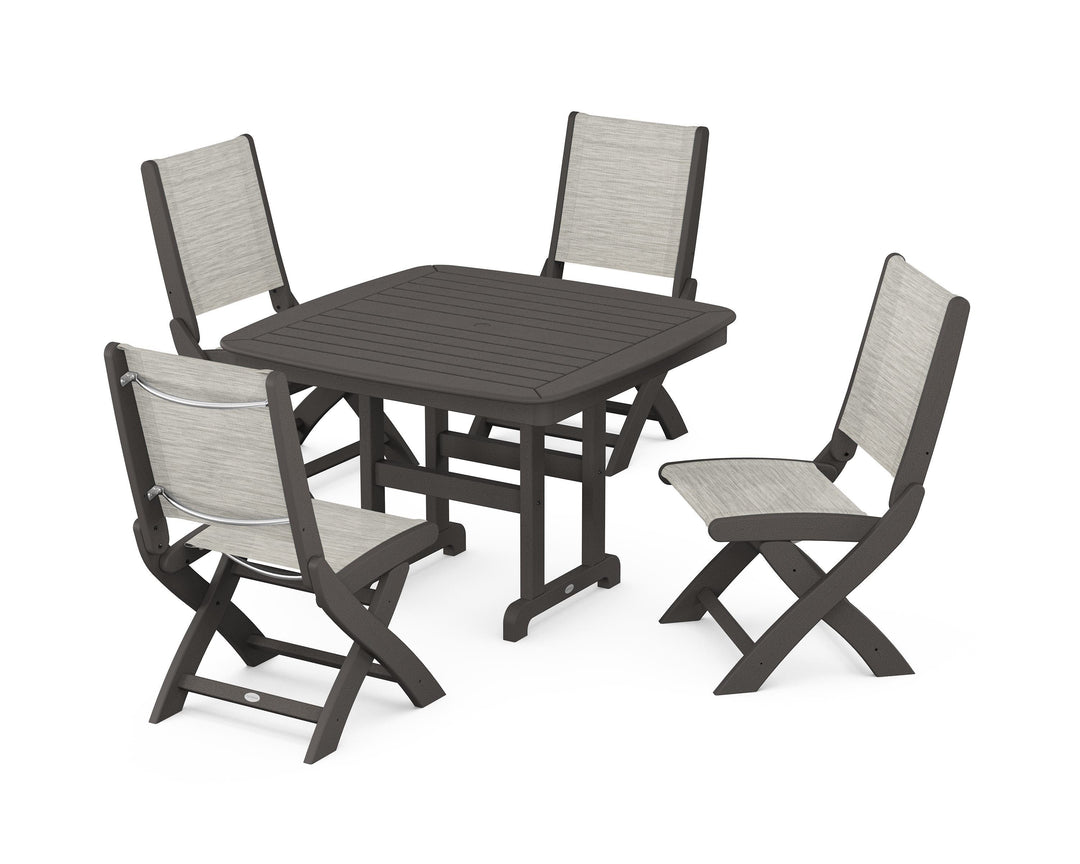 POLYWOOD® Coastal Folding Side Chair 5-Piece Dining Set
