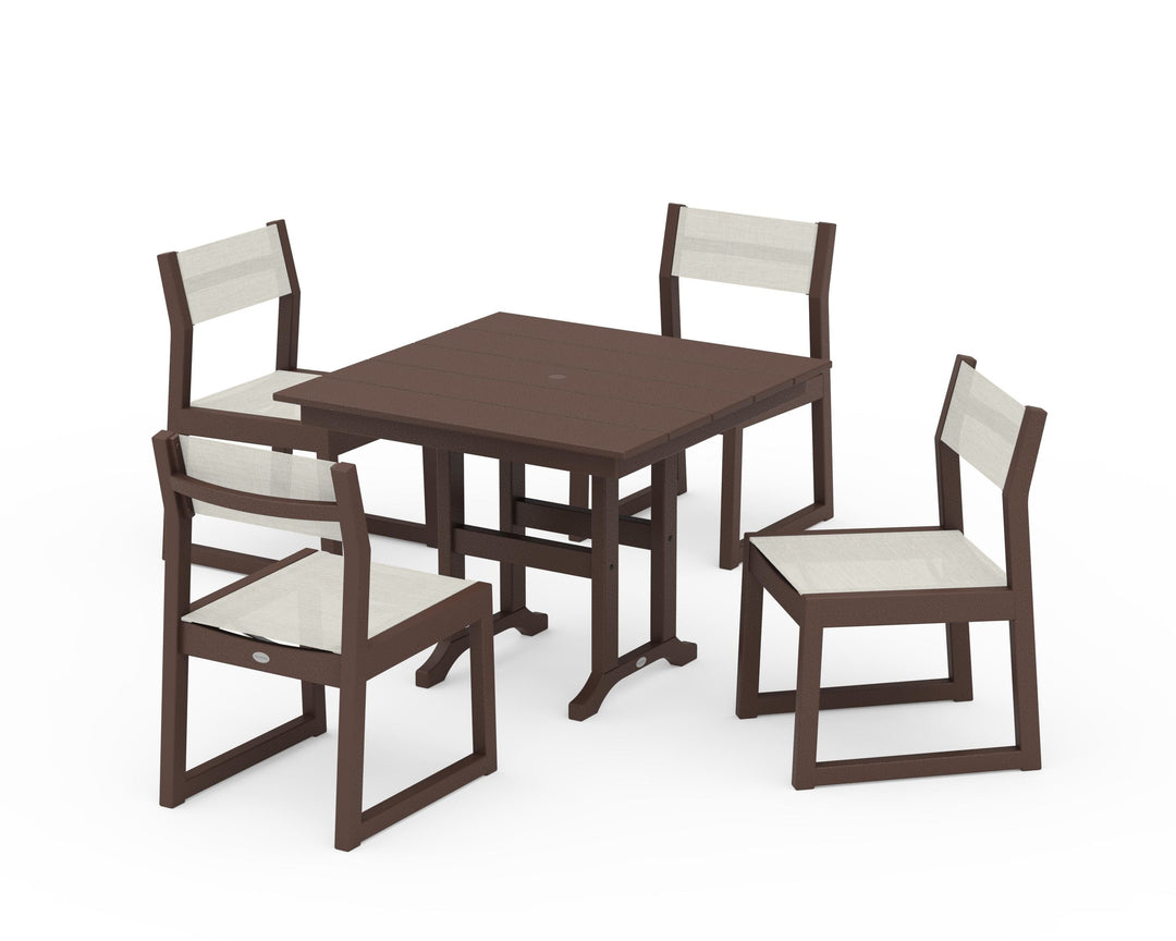 POLYWOOD® EDGE Sling Side Chair 5-Piece Farmhouse Dining Set