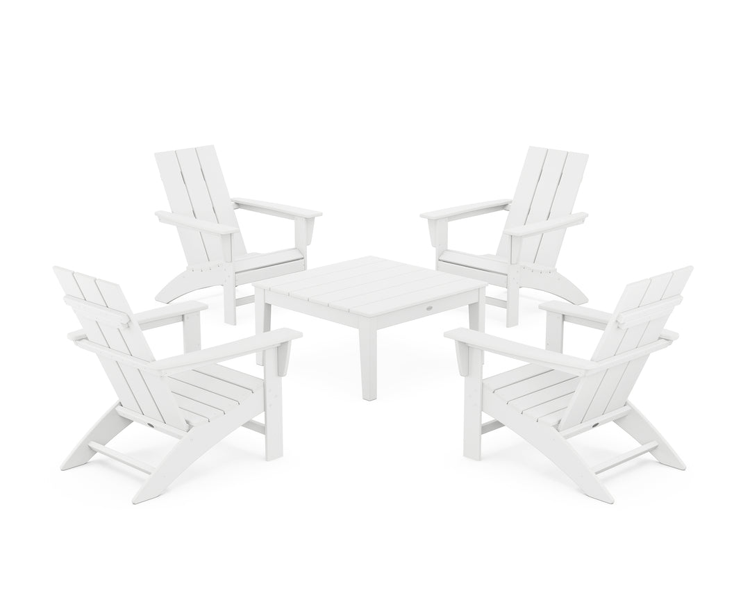 POLYWOOD® 5-Piece Modern Adirondack Chair Conversation Set with 36" Conversation Table