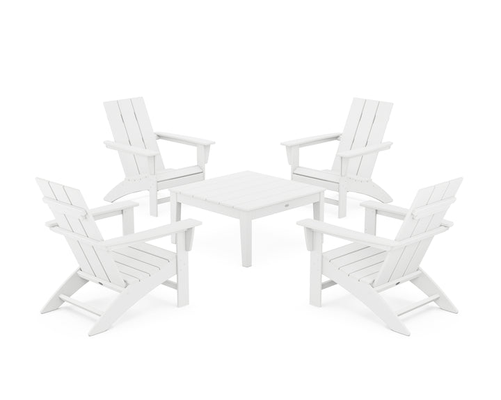 POLYWOOD® 5-Piece Modern Adirondack Chair Conversation Set with 36" Conversation Table