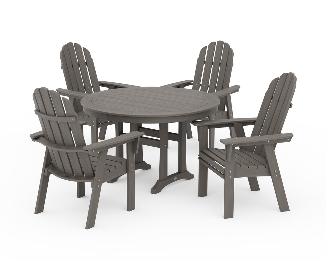 POLYWOOD® Vineyard Curveback Adirondack 5-Piece Nautical Trestle Dining Set