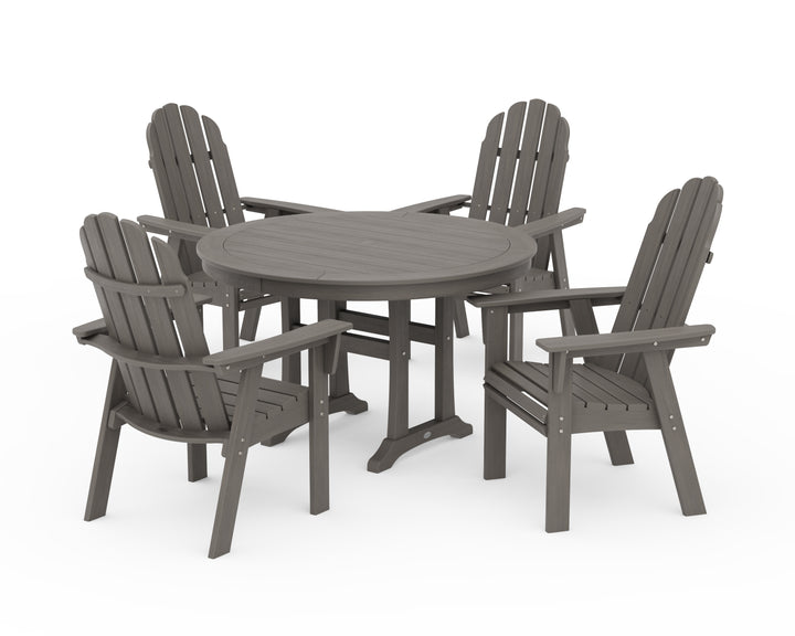 POLYWOOD® Vineyard Curveback Adirondack 5-Piece Nautical Trestle Dining Set
