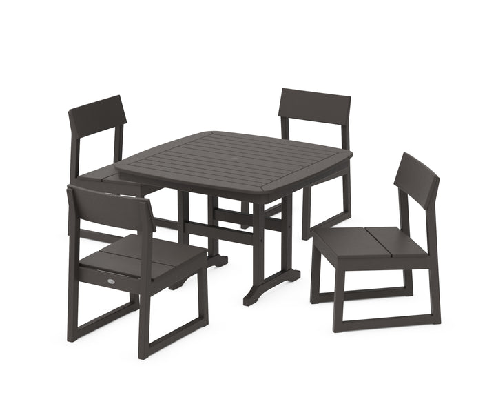 POLYWOOD® EDGE Side Chair 5-Piece Dining Set with Trestle Legs