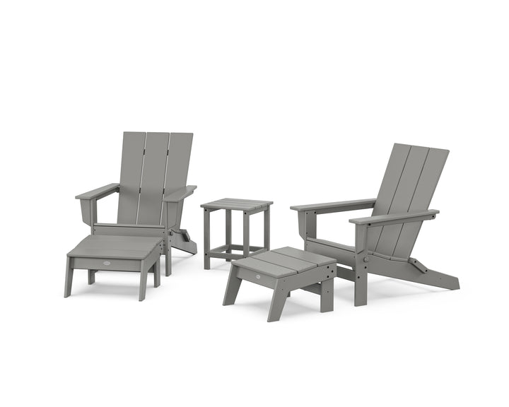 POLYWOOD® 5-Piece Modern Studio Folding Adirondack Set with Ottomans and Side Table