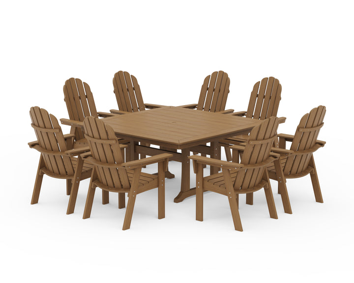 POLYWOOD® Vineyard Curveback Adirondack 9-Piece Nautical Trestle Dining Set