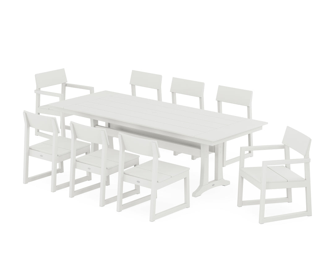 POLYWOOD® EDGE 9-Piece Farmhouse Dining Set with Trestle Legs
