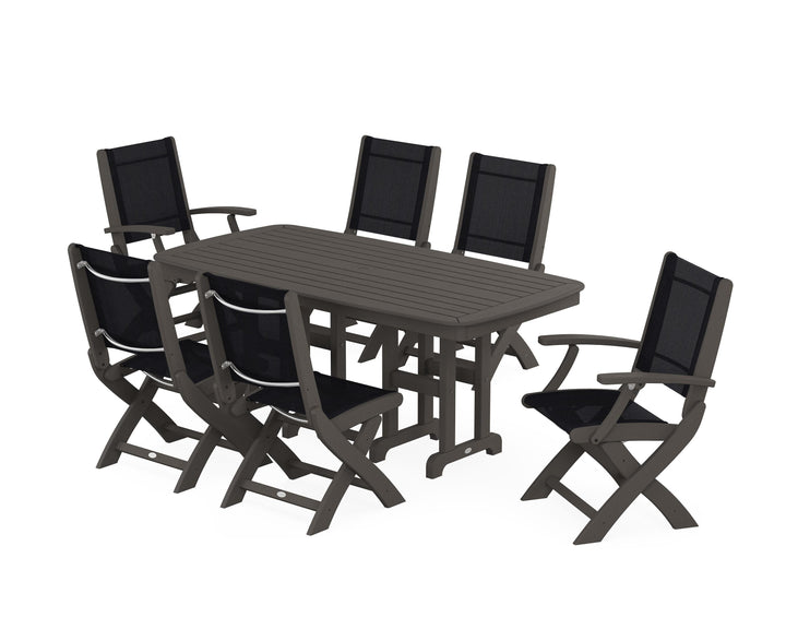 POLYWOOD® Coastal Folding Chair 7-Piece Dining Set