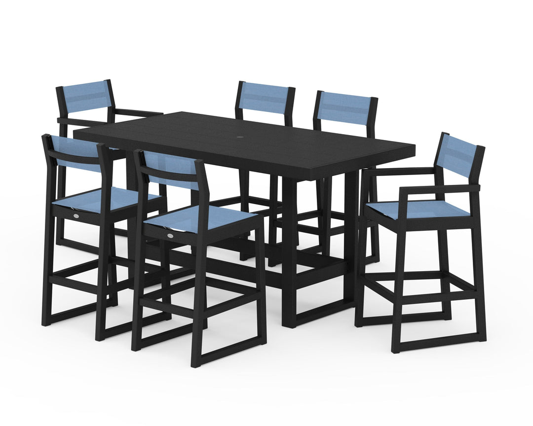 POLYWOOD® EDGE Sling 7-Piece Bar Table Set