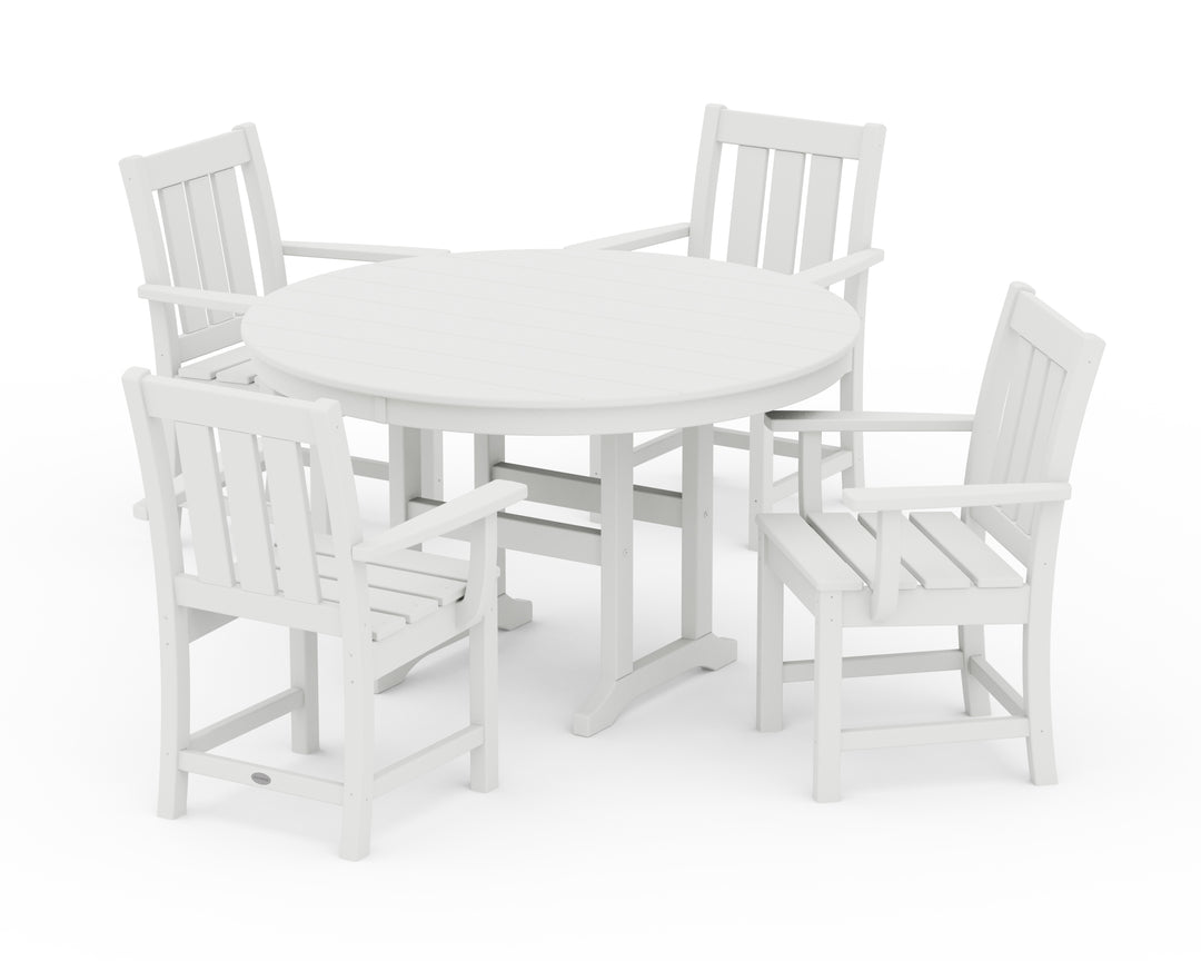 POLYWOOD® Oxford 5-Piece Round Farmhouse Dining Set