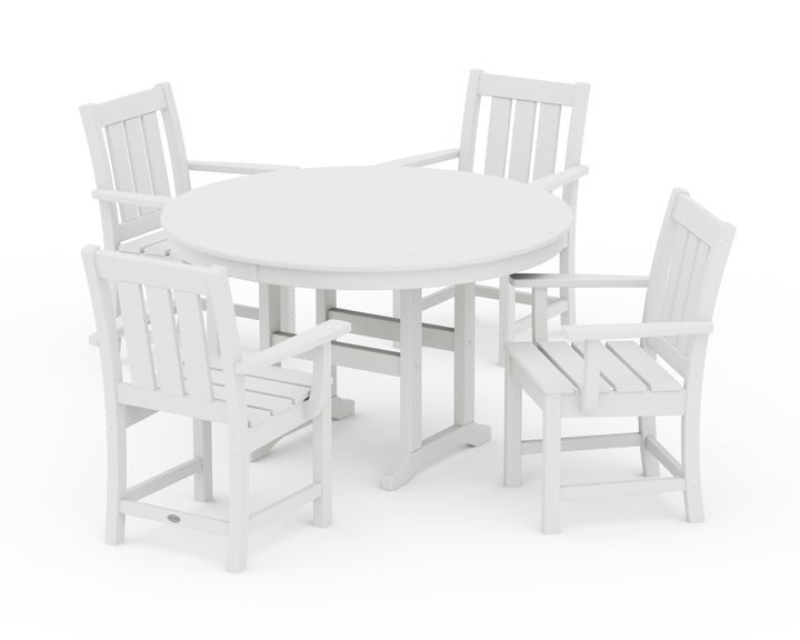 POLYWOOD® Oxford 5-Piece Round Farmhouse Dining Set
