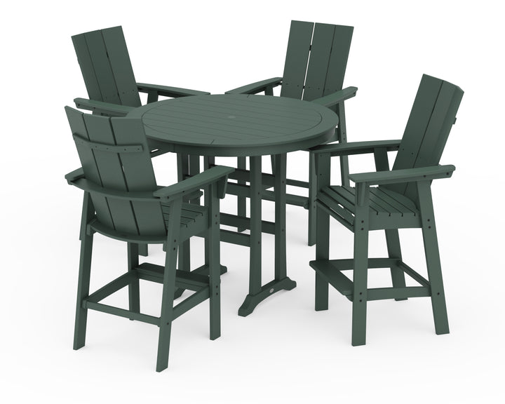 POLYWOOD® Modern Curveback Adirondack 5-Piece Nautical Trestle Bar Set