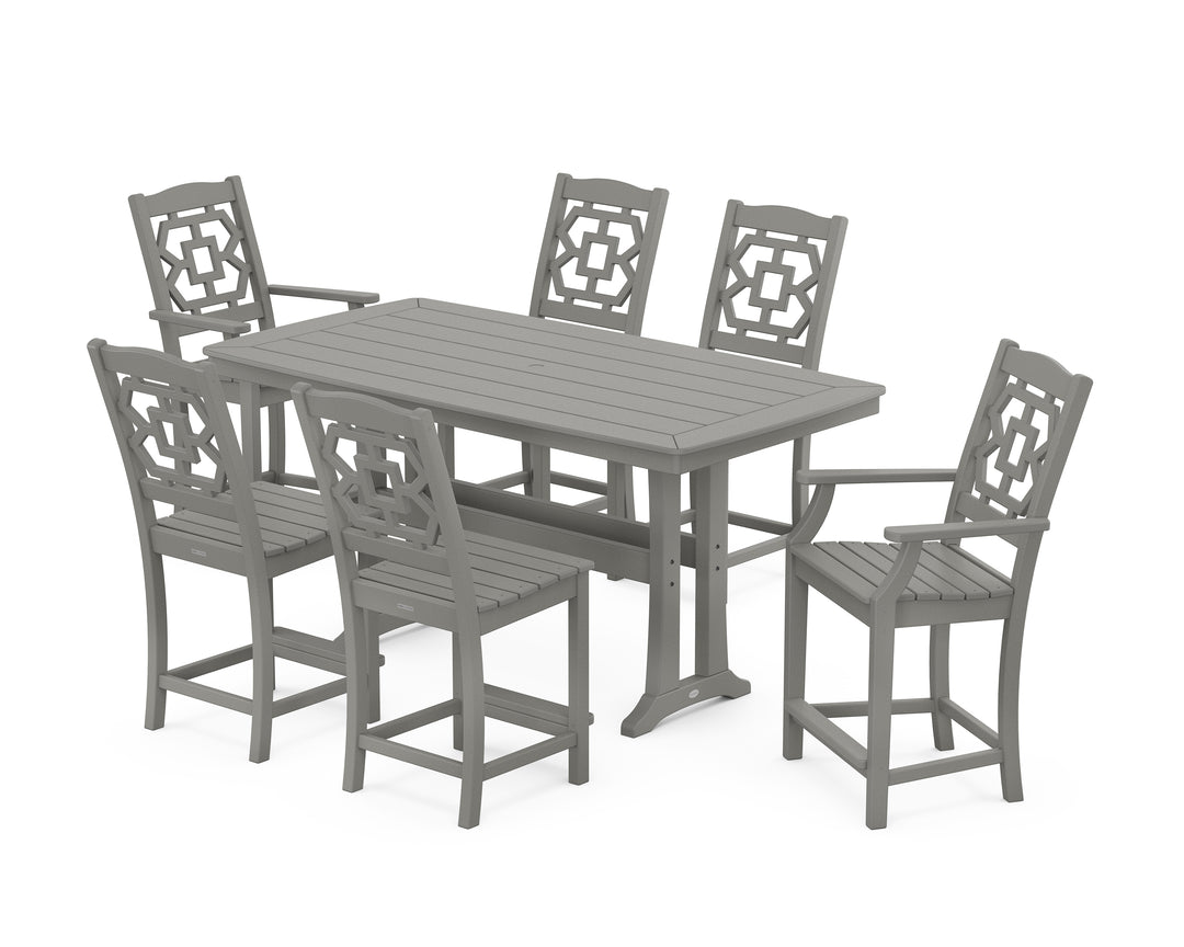 Martha Stewart by POLYWOOD® Chinoiserie 7-Piece Counter Set with Trestle Legs