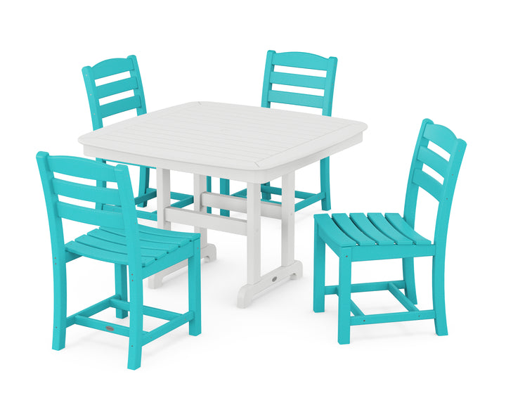 POLYWOOD® La Casa Café Side Chair 5-Piece Dining Set with Nautical Dining Table with Trestle Legs