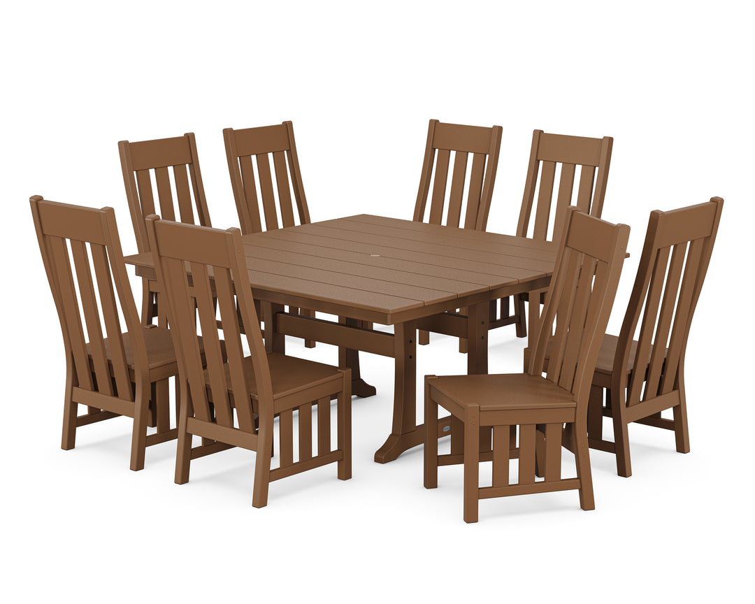 Martha Stewart by POLYWOOD® Acadia Side Chair 9-Piece Square Farmhouse Dining Set with Trestle Legs