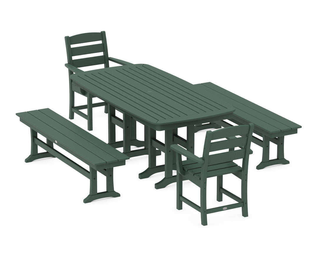 POLYWOOD® Lakeside 5-Piece Dining Set with Benches
