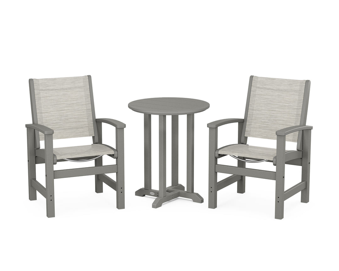 POLYWOOD® Coastal 3-Piece Round Bistro Dining Set