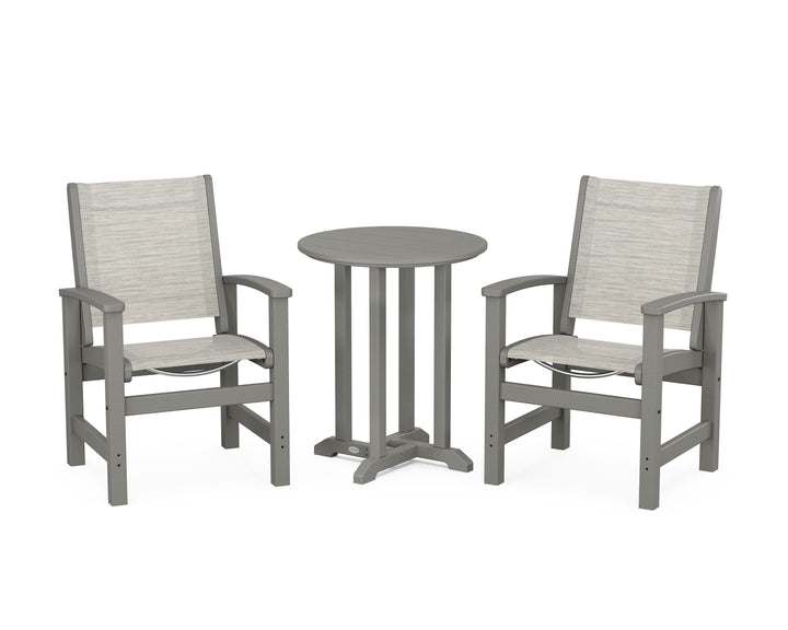 POLYWOOD® Coastal 3-Piece Round Bistro Dining Set
