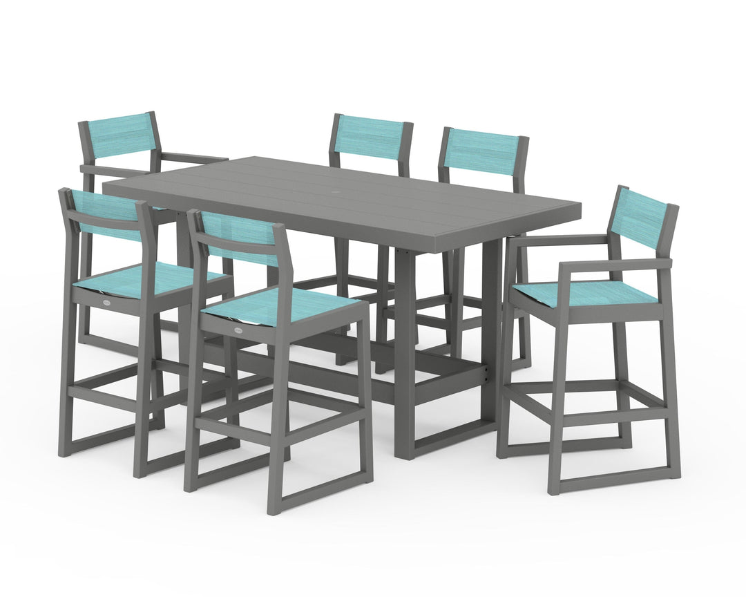 POLYWOOD® EDGE Sling 7-Piece Bar Table Set