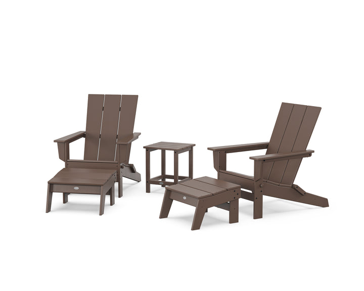 POLYWOOD® 5-Piece Modern Studio Folding Adirondack Set with Ottomans and Side Table